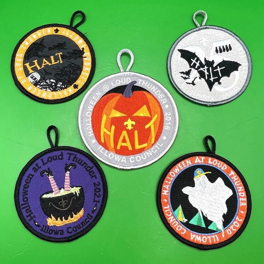 Boy Scout HALLOWEEN PATCHES Illowa Council Annual Loud Thunder HALT Lot of 5